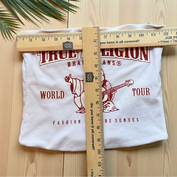 True Religion World Tour Strapless Tube Top XS Ribbed Logo Bandeau - Picture 6 of 12